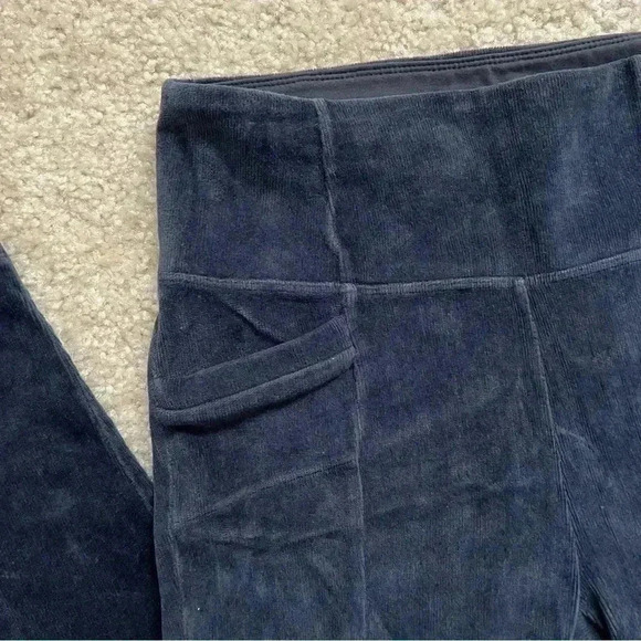 Athleta Cord Velour High Waisted Blue Metro Tight Leggings Size S Small 457434 - Picture 5 of 16
